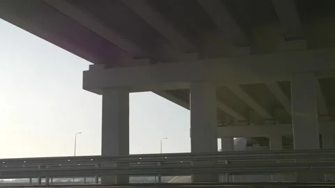 Bridge, view from below, architecture, bridge beams, overpass, road Stock Footage 303406803