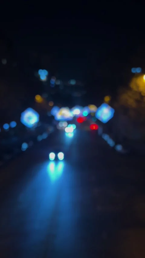 Bridge view. Blurred background with white and red lights bokeh Stock Footage 327864340