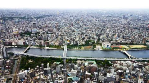 Bridge View of sumida river in tokyo city Stock Photos