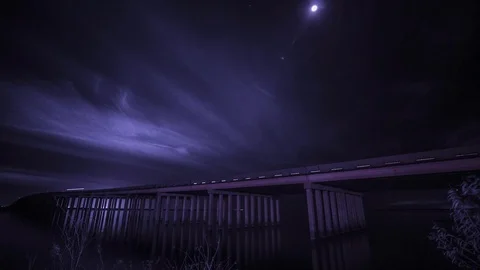 Bridge View of U.S. 51 from Middendorf, Infrared Night Time Lapse  Stock Footage 87270343