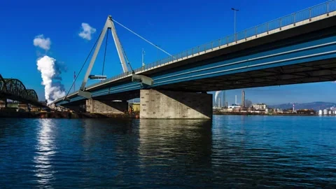Bridge voest bruecke in linz, upper austria Stock Footage 149479225