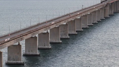 Bridge in Vordingborg with traffic over the Baltic Sea. Denmark Video stock 325223540