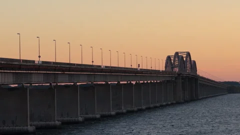 Bridge in Vordingborg with traffic over the Baltic Sea. Denmark Stock Footage 325224036