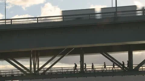 Bridge walkers Stock Footage 11283480