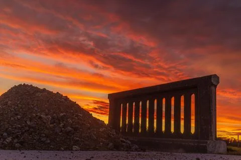 Bridge Wall Section Sunset Stock Photos