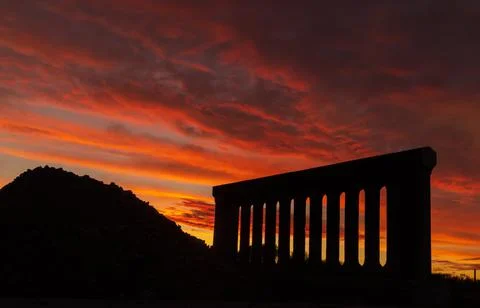Bridge Wall Section Sunset Silhouette Stock Photos