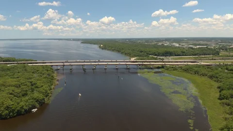 Bridge, Water and Trees Stock Footage 108877075