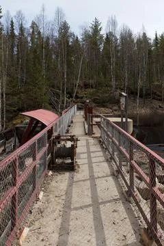 Bridge at waterfall. Foto stock