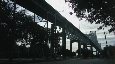 Bridge, Wide shot, through trees Stock Footage 68402888