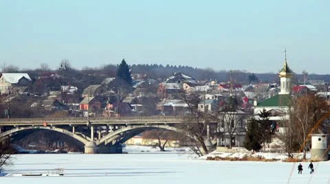 Bridge in winter Stock Footage 10717476