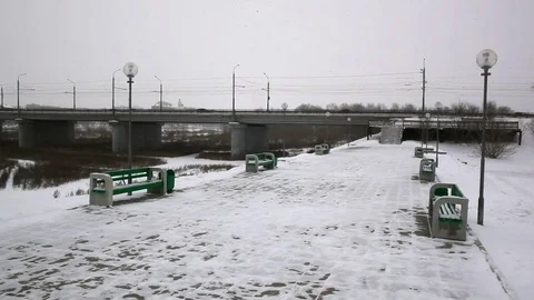The bridge, winter Stock Footage 75280563