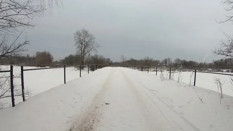 Bridge in winter overcast day. Stock Footage 101402049