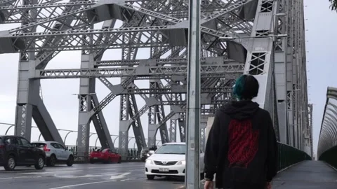 Bridge wlking traffic Stock Footage 171909610