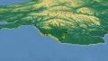 Bridgend - county of Wales (UK) extruded. Bumps shaded 4k or 4k+ Resolution