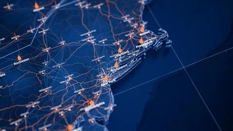 Bridgeport map big data visualization. Futuristic map infographic of city in USA Stock Illustration