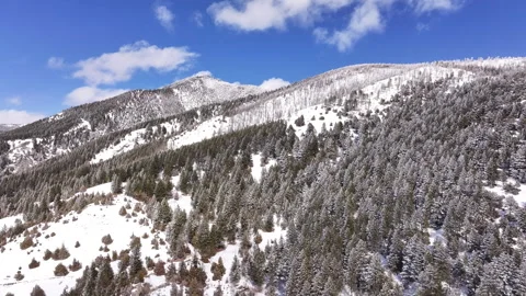 Bridger Mountain Range, Gallatin Valley, Bozeman, Montana Winter Aerial Stock Footage 303589638