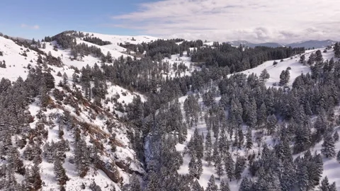 Bridger Mountain Range, Gallatin Valley, Bozeman, Montana Winter Aerial Stock-Footage 303589748