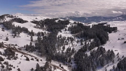 Bridger Mountain Range, Gallatin Valley, Bozeman, Montana Winter Aerial Stock Footage 303589930