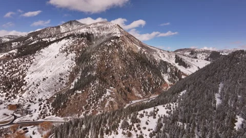 Bridger Mountain Range, Gallatin Valley, Bozeman, Montana Winter Aerial Stock-Footage 303589932