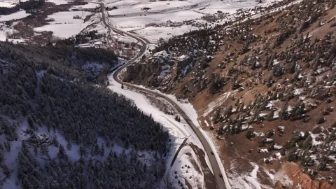 Bridger Mountain Range, Gallatin Valley, Bozeman, Montana Winter Aerial Stock-Footage 303590203