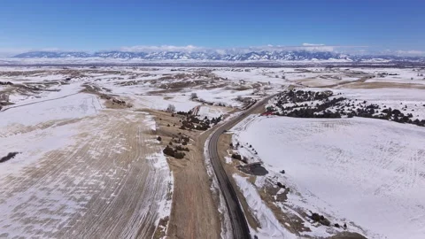 Bridger Mountain Range, Gallatin Valley, Bozeman, Montana Winter Aerial Stock-Footage 303590316