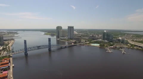 Bridges and Highways across St johns River in Jacksonville FLorida 60fps Stock Footage 63211280