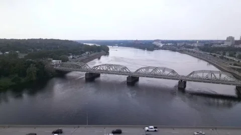 Bridges and highways between New Jersey and Pennsylvania Stock Footage 244187992