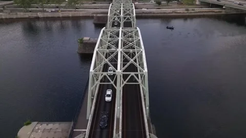 Bridges and highways between New Jersey and Pennsylvania Stock Footage 244188008