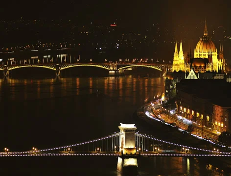 Bridges of budapest in 4K Stock Footage 38811386