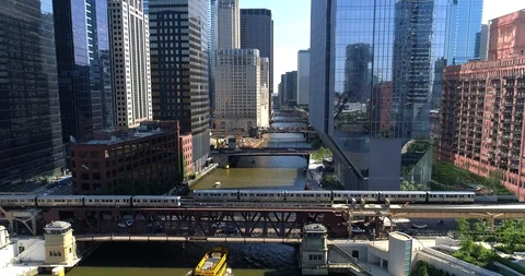 Bridges on Chicago River, Tramway Stock Footage 98880209
