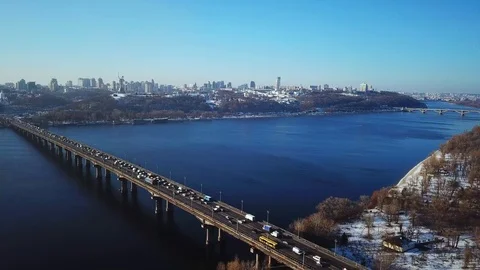Bridges of the City of Kiev Stock Footage 99341089