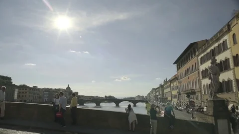 Bridges of Florence Handheld 4K Stock Footage 76672510