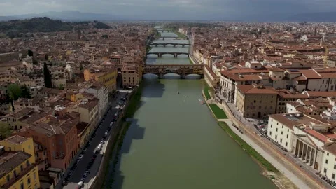 Bridges of Florence River Arno Stock Footage 184106945