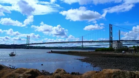 Bridges Forth Road and Queensferry Crossing, Scotland Stock Footage 81981681