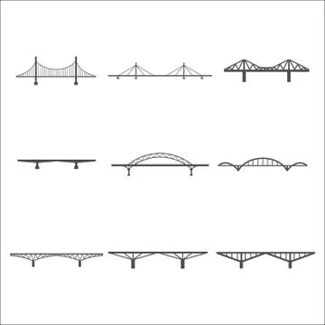 Bridges icons set Stock Illustration