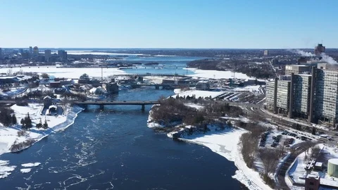 Bridges from Ottawa to Gatineau Stock Footage 123798310
