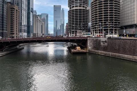 Bridges over the Chicago River. Stock Photos