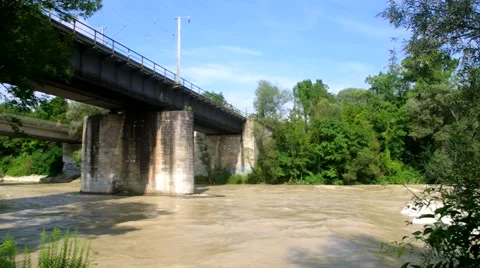 Bridges over flooded river 스톡 동영상 40613218
