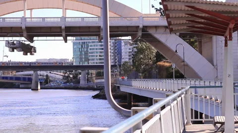 Bridges over river Stock Footage 39885528