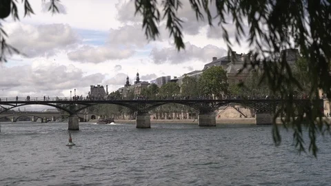 Bridges over river in Paris Stock Footage 125813164