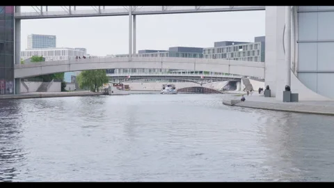 Bridges Over Spree River in Berlin Government District Stock-Footage 341827969