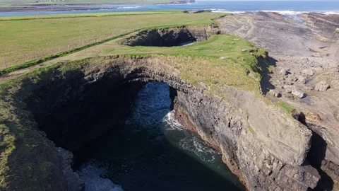 Bridges Of Ross Sea Arch - Loop Head Peninsula - County Clare - Ireland Stock Footage 346614147