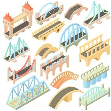 Bridges set, isometric 3d style Ilustración de archivo
