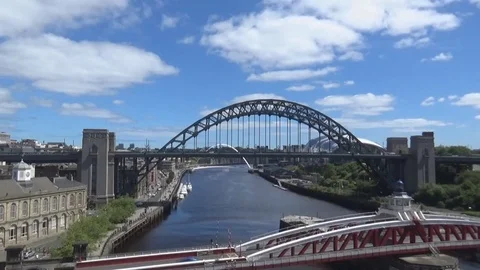Bridges on Tyne River Stock Footage 82366372