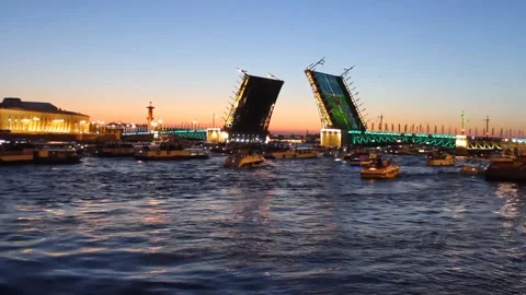 The bridges on white nights Stock Footage 168314289
