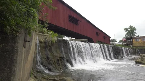 Bridgeton Covered Bridge in Park County Indiana Stock Footage 263791817