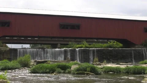 Bridgeton Covered Bridge in Park County Indiana Stock Footage 263793516