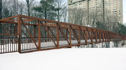 Bridge/Walkway in Winter Stock Footage 46671773