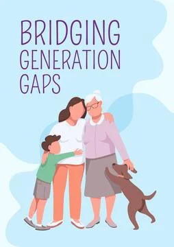 Bridging generation gaps poster flat vector template Stock Illustration