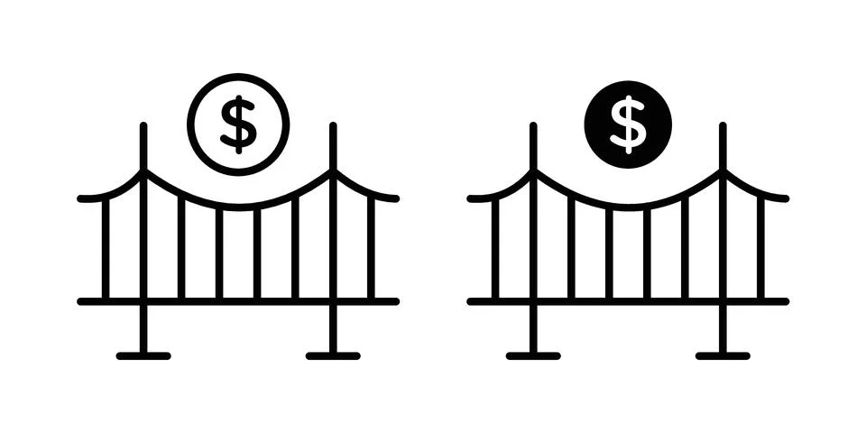 Bridging loan icon linear versions pack on white background Illustrazione stock